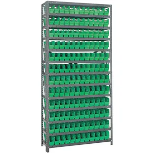 QUANTUM STORAGE SYSTEMS 1275-100GN Bin Shelving Solid 36 x 12 144 Bins Green | AF3UQG 8DEA0