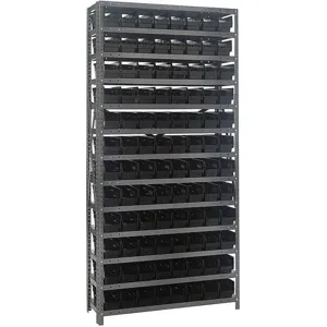 QUANTUM STORAGE SYSTEMS 1275-101BK Bin Shelving Solid 36 x 12 96 Bins Black | AF6AFV 9U367