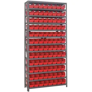 QUANTUM STORAGE SYSTEMS 1275-101RD Bin Shelving Solid 36 x 12 96 Bins Red | AF4TCH 9J495