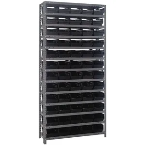 QUANTUM STORAGE SYSTEMS 1275-102BK Bin Shelving Solid 36 x 12 60 Bins Black | AF3UNJ 8DDA7