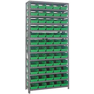 QUANTUM STORAGE SYSTEMS 1275-102GN Bin Shelving Solid 36 x 12 60 Bins Green | AF3UNH 8DDA6