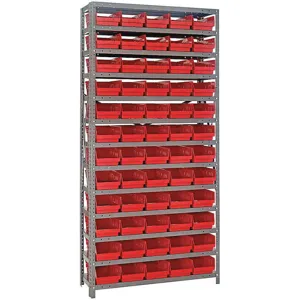 QUANTUM STORAGE SYSTEMS 1875-104RD Bin Shelving Solid 36 x 18 60 Bins Red | AF4JFB 8Y469