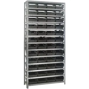 QUANTUM STORAGE SYSTEMS 1275-107BK Bin Shelving Solid 36 x 12 48 Bins Black | AF4BZC 8PGY0