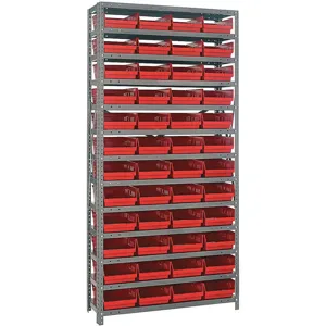 QUANTUM STORAGE SYSTEMS 1275-107RD Bin Shelving Solid 36 x 12 48 Bins Red | AF4XLM 9NUG0