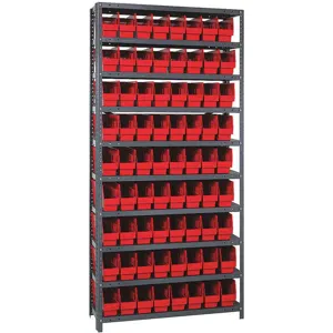 QUANTUM STORAGE SYSTEMS 1275-201RD Bin Shelving Solid 36 x 12 72 Bins Red | AB7WYX 24K021