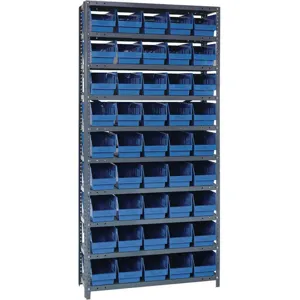 QUANTUM STORAGE SYSTEMS 1275-202BL Bin Shelving Solid 36 x 12 45 Bins Blue | AA2EEY 10E970