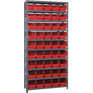 QUANTUM STORAGE SYSTEMS 1275-202RD Bin Shelving Solid 36 x 12 45 Bins Red | AB7WYY 24K022