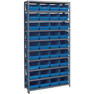 QUANTUM STORAGE SYSTEMS 1275-207BL Bin Shelving Solid 36 x 12 36 Bins Blue | AA2EEZ 10E971