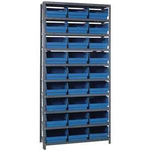 QUANTUM STORAGE SYSTEMS 1275-209BL Bin Shelving Solid 36 x 12 27 Bins Blue | AA2EFA 10E972