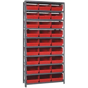 QUANTUM STORAGE SYSTEMS 1275-209RD Bin Shelving Solid 36 x 12 27 Bins Red | AB7WZA 24K024