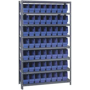 QUANTUM STORAGE SYSTEMS 1275-801BL Bin Shelving Solid 36 x 12 56 Bins Blue | AC6HNR 33Z242