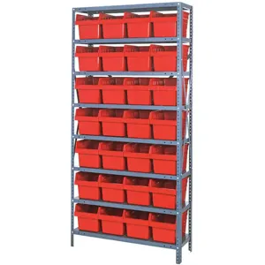 QUANTUM STORAGE SYSTEMS 1275-807RD Bin Shelving Steel 36 x 12 x 75 28 Bins Red | AD3TBJ 40N193