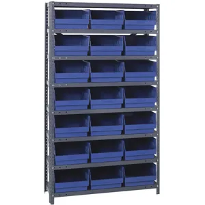 QUANTUM STORAGE SYSTEMS 1275-809BL Bin Shelving Solid 36 x 12 21 Bins Blue | AC6HNV 33Z245