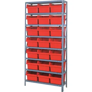 QUANTUM STORAGE SYSTEMS 1275-809RD Bin Shelving Steel 36 x 12 x 75 21 Bins Red | AD3TBK 40N194