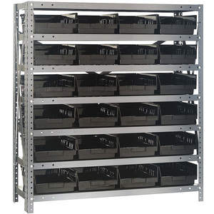 QUANTUM STORAGE SYSTEMS 1839-108BK Behälterregal, massiv, 36 x 18, 24 Behälter, Schwarz | AF4FBZ 8UND3