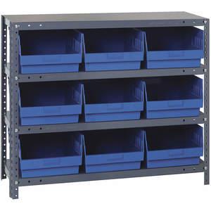QUANTUM STORAGE SYSTEMS 1839-810BL Behälterregal, massiv, 36 x 18, 9 Behälter, blau | AC6HNZ 33Z249