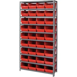 QUANTUM STORAGE SYSTEMS 1875-208RD Bin Shelving Solid 36 x 18 36 Bins Red | AB7WZH 24K031