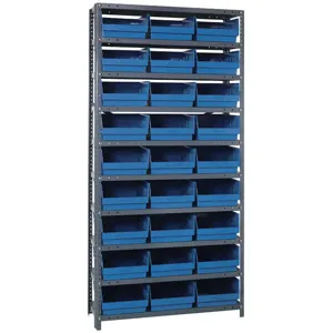 QUANTUM STORAGE SYSTEMS 1875-210BL Bin Shelving Solid 36 x 18 27 Bins Blue | AA2EFJ 10E980