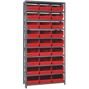 QUANTUM STORAGE SYSTEMS 1875-210RD Bin Shelving Solid 36 x 18 27 Bins Red | AB7WZJ 24K032