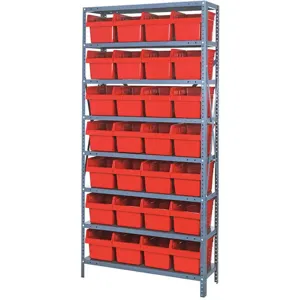 QUANTUM STORAGE SYSTEMS 1875-808RD Bin Shelving Steel 36 x 18 x 75 28 Bins Red | AD3TBT 40N202