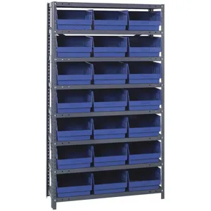 QUANTUM STORAGE SYSTEMS 1875-810BL Bin Shelving Solid 36 x 18 21 Bins Blue | AC6HPD 33Z253