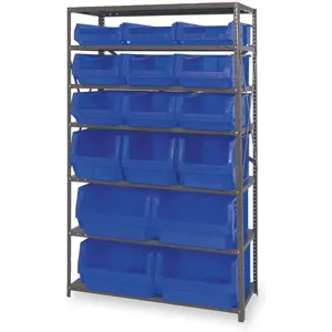 QUANTUM STORAGE SYSTEMS MSU-16-MIXBL Bin Shelving Solid 42 x 18 16 Bins Blue | AB3VBU 1VH16