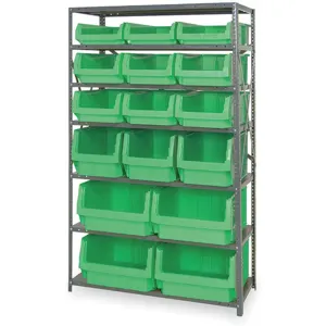 QUANTUM STORAGE SYSTEMS MSU-16-MIXGN Bin Shelving Solid 42 x 18 16 Bins Green | AB3VBV 1VH17