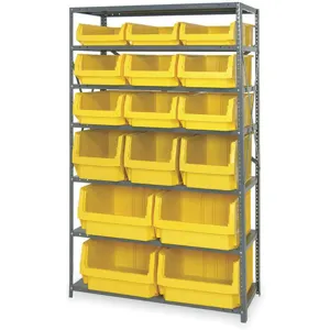 QUANTUM STORAGE SYSTEMS MSU-16-MIXYL Bin Shelving Solid 42 x 18 16 Bins Yellow | AB3VBX 1VH19