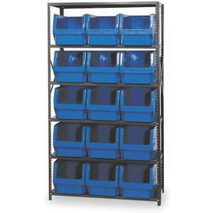 QUANTUM STORAGE SYSTEMS MSU-533BL Behälterregal, massiv, 42 x 18, 15 Behälter, blau | AB3VCG 1VH28