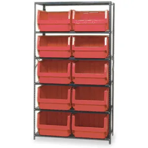 QUANTUM STORAGE SYSTEMS MSU-543RD Bin Shelving Solid 42 x 18 10 Bins Red | AB3VCN 1VH34