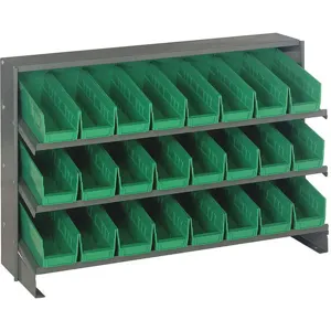 QUANTUM STORAGE SYSTEMS QPRHA-101GN Sloped Shelving System 24 Bins Green | AF6AJF 9U895