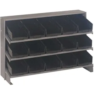 QUANTUM STORAGE SYSTEMS QPRHA-102BK Sloped Shelving System 15 Bins Black | AF3WEA 8DMZ5