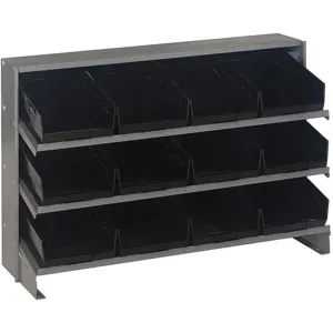 QUANTUM STORAGE SYSTEMS QPRHA-107BK Sloped Shelving System 12 Bins Black | AF4FJG 8UTD3