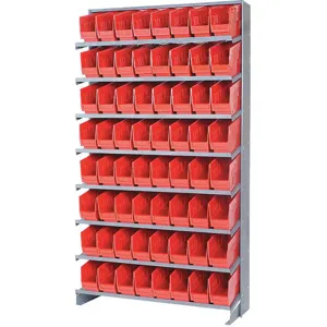 QUANTUM STORAGE SYSTEMS QPRS-201RD Pick Rack 12d x 36w x 60h 64 Bins Red | AB7WZU 24K041