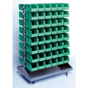 QUANTUM STORAGE SYSTEMS QRU-16D-230-96BL+QRU-MOB Double Mobile Bin Rail Unit 96 Bin Blue | AF4HVB 8XE73