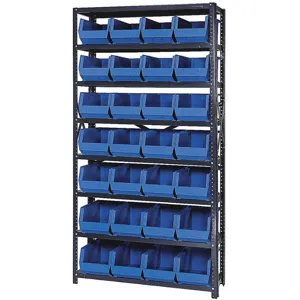 QUANTUM STORAGE SYSTEMS QSBU-240BL Bin Shelving Unit 12d x 36w x 75h 28 Bins | AF4BBQ 8NHV8