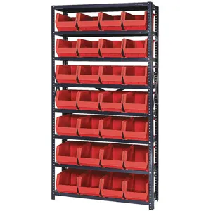 QUANTUM STORAGE SYSTEMS QSBU-240RD Bin Shelving Unit 12d x 36w x 75h 28 Bins | AF4GQL 8W965