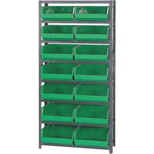 QUANTUM STORAGE SYSTEMS QSBU-250GN Bin Shelving Unit 12d x 36w x 75h 14 Bins | AF4MEZ 9CCP2