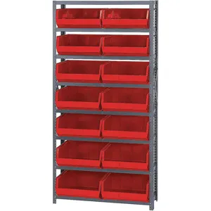 QUANTUM STORAGE SYSTEMS QSBU-250RD Bin Shelving Unit 12d x 36w x 75h 14 Bins | AF4QRY 9G866