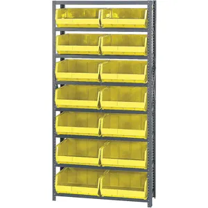 QUANTUM STORAGE SYSTEMS QSBU-250YL Bin Shelving Unit 12d x 36w x 75h 14 Bins | AF3UEE 8CZV5