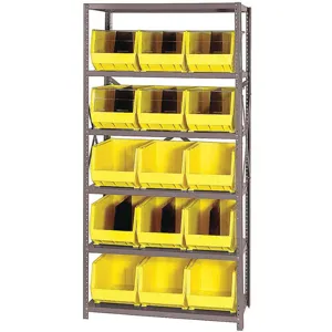 QUANTUM STORAGE SYSTEMS QSBU-260YL Bin Shelving Unit 18d x 36w x 75h 15 Bins | AF3UEJ 8CZV9