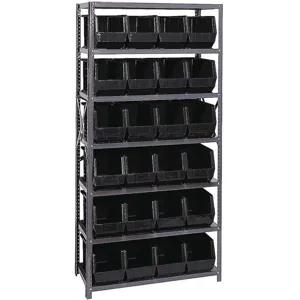 QUANTUM STORAGE SYSTEMS QSBU-265BK Bin Shelving Unit 18d x 36w x 75h 24 Bins | AF6AGH 9U507