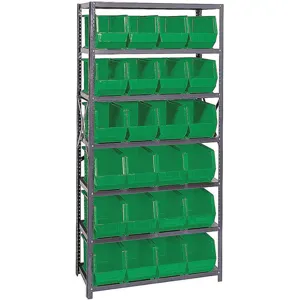 QUANTUM STORAGE SYSTEMS QSBU-265GN Bin Shelving Unit 18d x 36w x 75h 24 Bins | AF4KET 8Z864