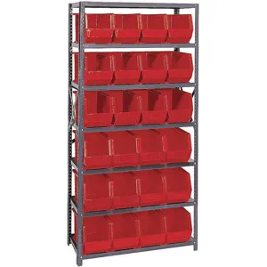 QUANTUM STORAGE SYSTEMS QSBU-265RD Bin Shelving Unit 18d x 36w x 75h 24 Bins | AF4YTY 9R973