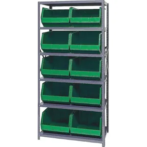 QUANTUM STORAGE SYSTEMS QSBU-270GN Bin Shelving Unit 18d x 36w x 75h 10 Bins | AF4BAR 8NH81