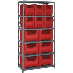 QUANTUM STORAGE SYSTEMS QSBU-600800RD Bin Shelving Solid 36 x 18 12 Bins Red | AF4HLT 8XA04