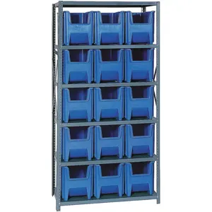 QUANTUM STORAGE SYSTEMS QSBU-600BL Bin Shelving Solid 36 x 18 15 Bins Blue | AF4XLQ 9NUH3