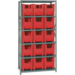 QUANTUM STORAGE SYSTEMS QSBU-600RD Bin Shelving Solid 36 x 18 15 Bins Red | AF6CWV 9WYW7