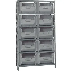 QUANTUM STORAGE SYSTEMS QSBU-700GY Bin Shelving Solid 42 x 18 10 Bins Gray | AF4DXZ 8TL92