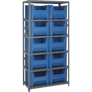 QUANTUM STORAGE SYSTEMS QSBU-800BL Bin Shelving Solid 36 x 18 10 Bins Blue | AF3UQF 8DE99